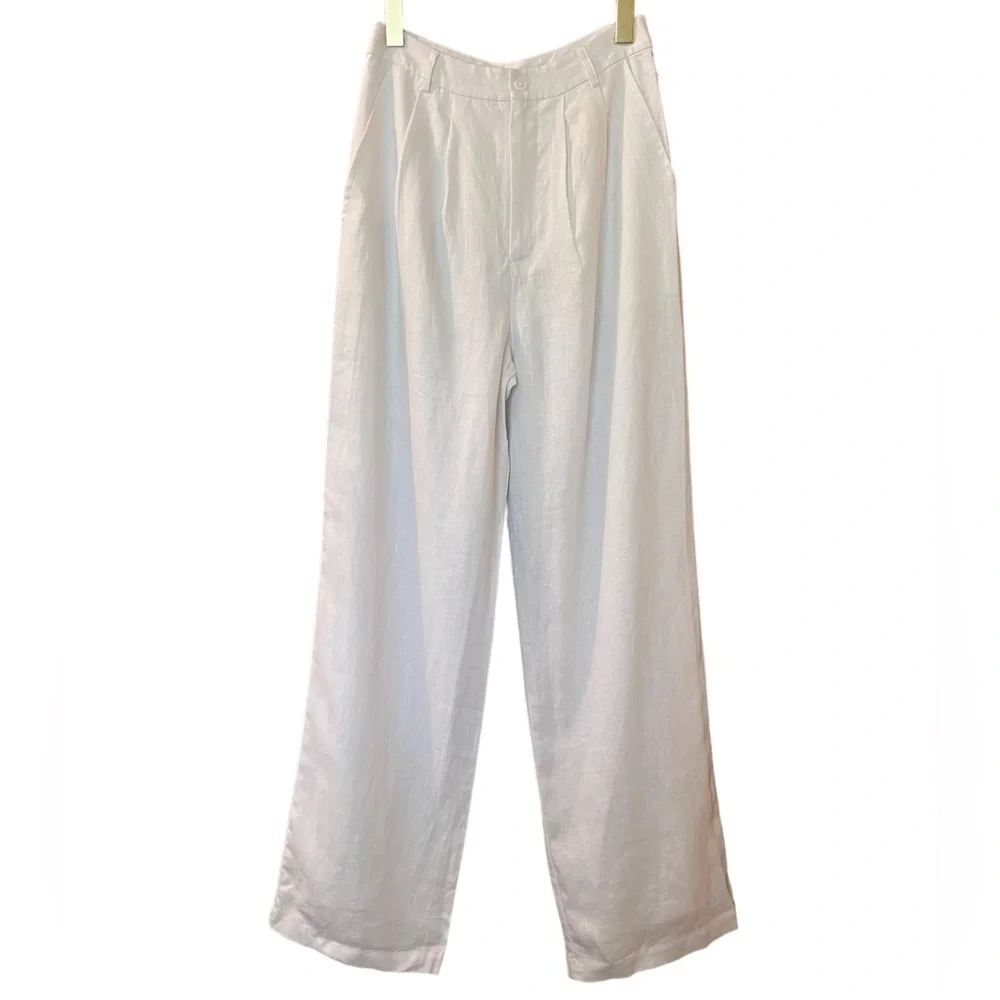 Reformation Pants Vesta White Linen Wide Leg Trousers Sz 0‎